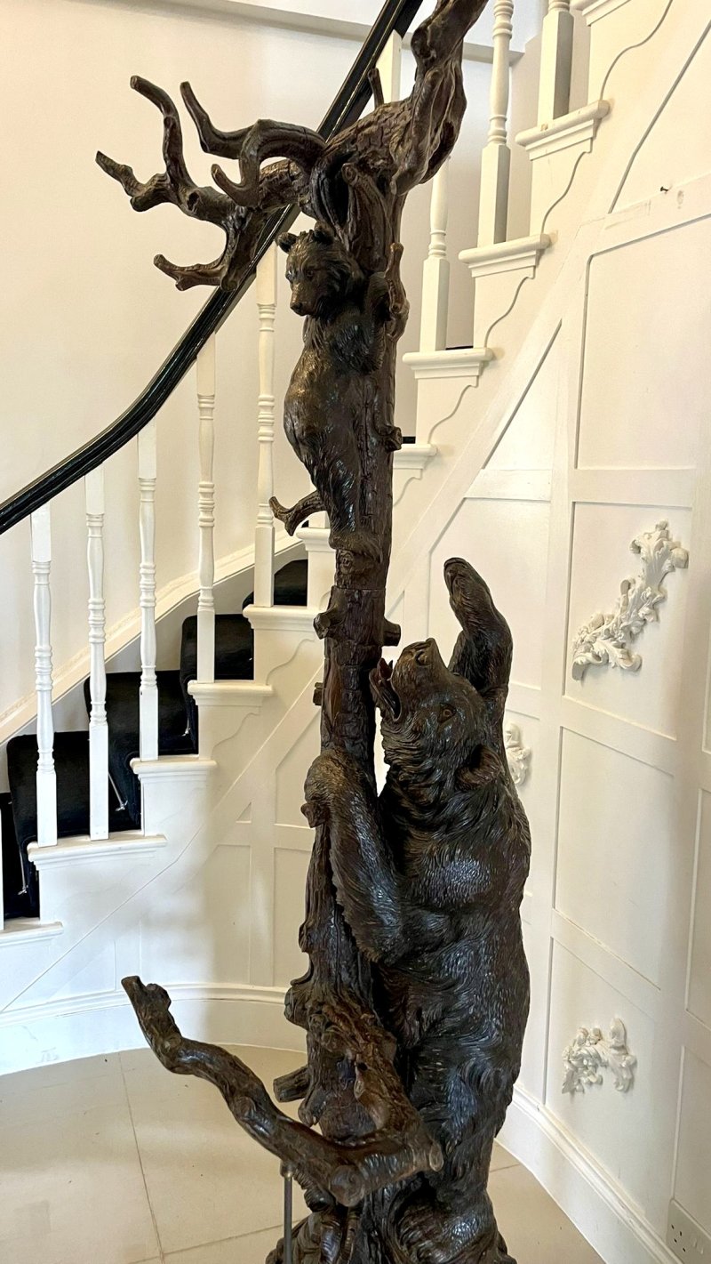 Magnificent Exhibition Quality Antique Black Forest Bear Oak Tree Hall Stand - Image 11